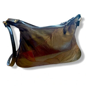 VINTAGE Patchwork leather Women’s Purse Medium Shoulder Bag Boho Hippy